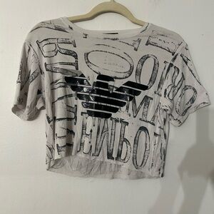Emporio Armani Women's Logo Crop Top - Black and White